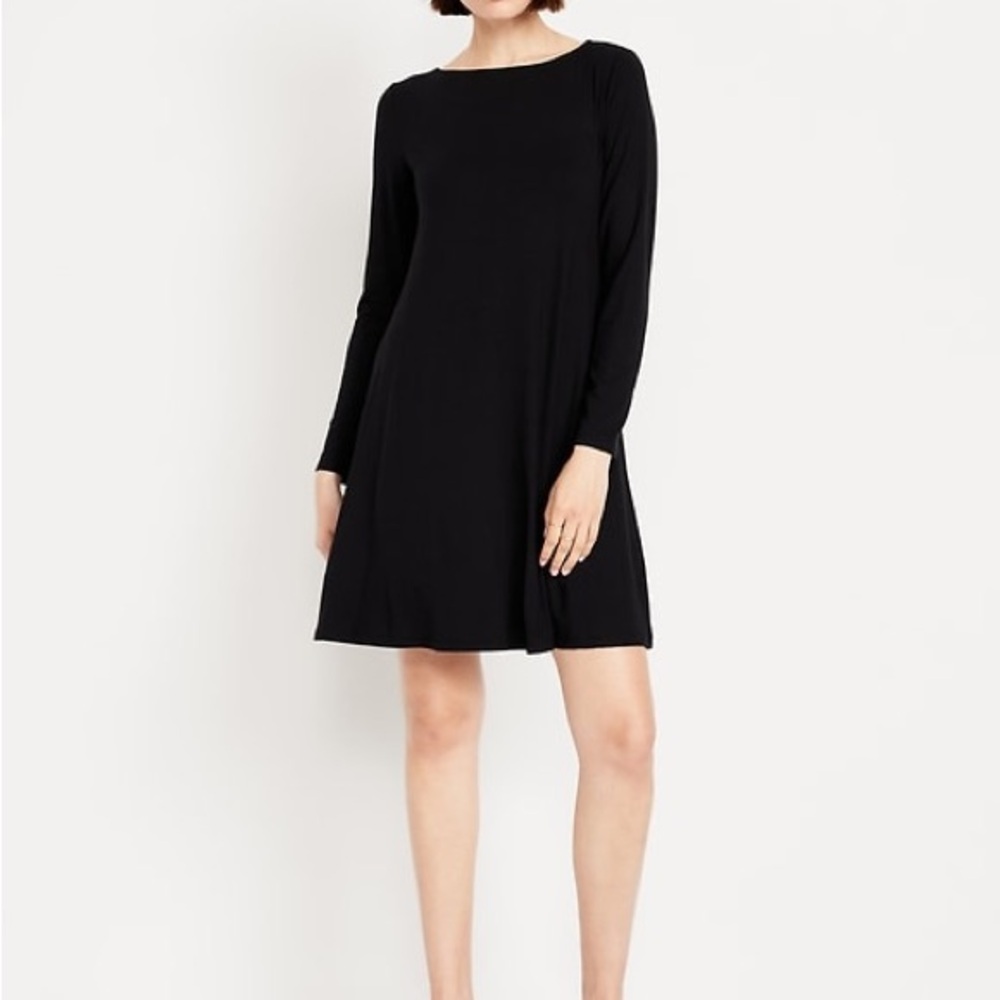 Old Navy Classic Black Long Sleeve Swing Dress Size Medium - Picture 1 of 6